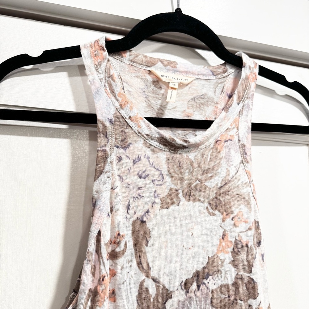 Rebecca Taylor Penelope Vintage Floral Dress 100% Linen Summer Beach Cover Up - Picture 5 of 14